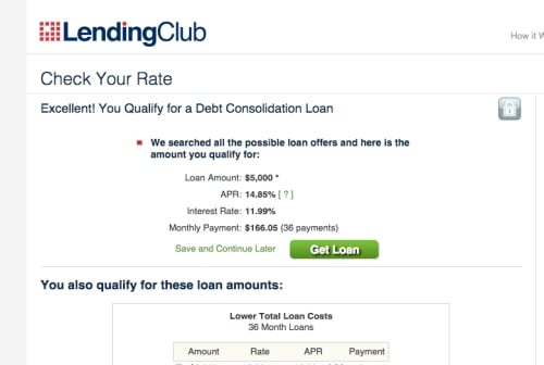 Lending club debt consolidation rates