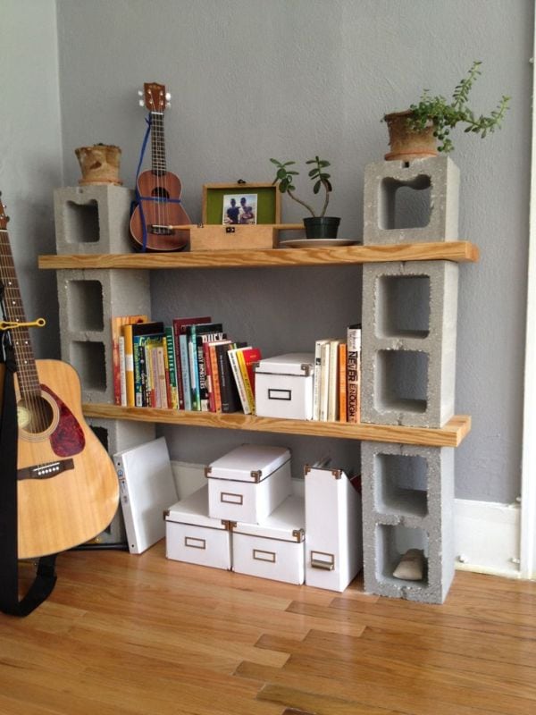 DIY Shelves with Concrete Blocks