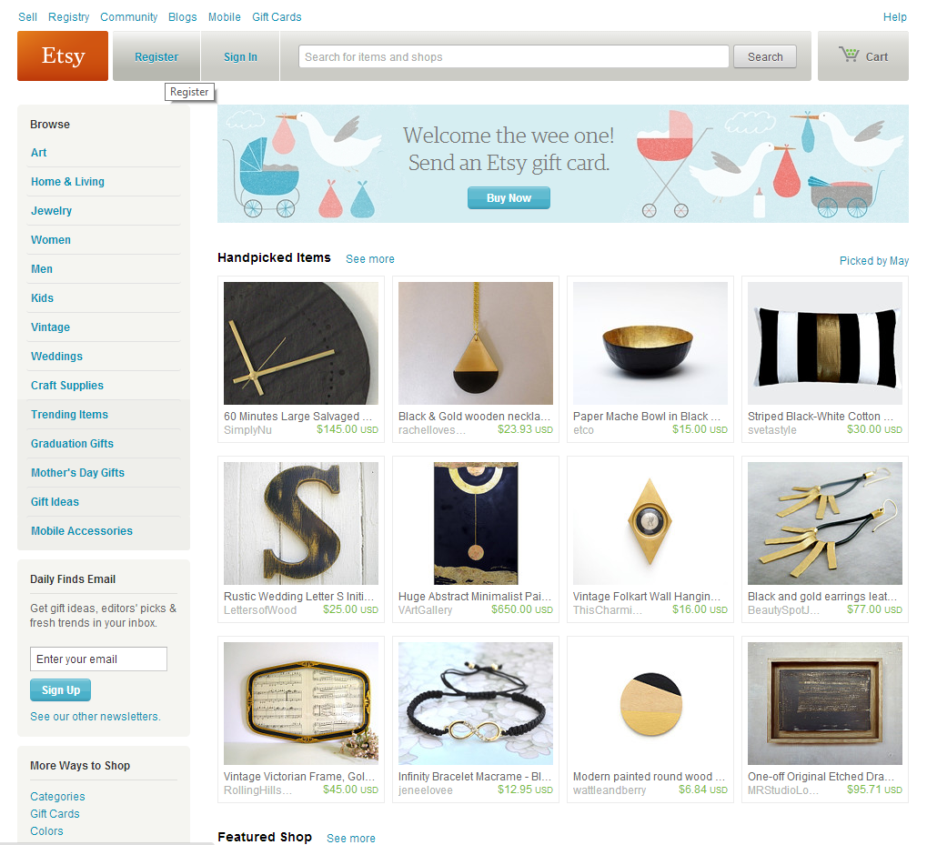 Etsy Main Page