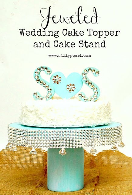 Jeweled Monogrammed Wedding Cake Topper and Cake Stand - The Silly Pearl