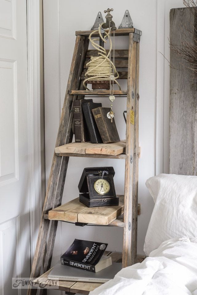 Turn an old ladder into a shelf