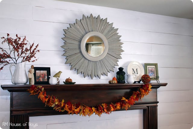 bunched leaf garland for mantel