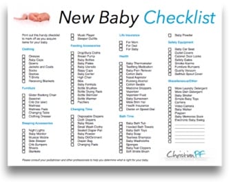 New Baby Checklist - Printable Newborn Checklist and Baby Checklist