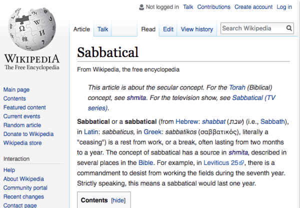 Sabbatical Definition from Wikipedia