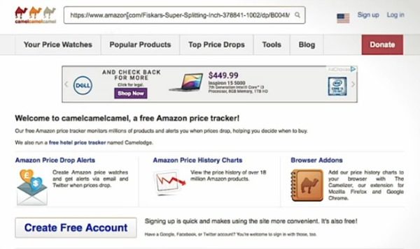 Track Amazon prices with CamelCamelCamel