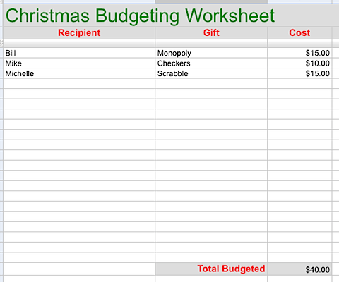 Christmas Budget Template from seedtime.com