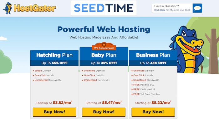 hostgator welcome page