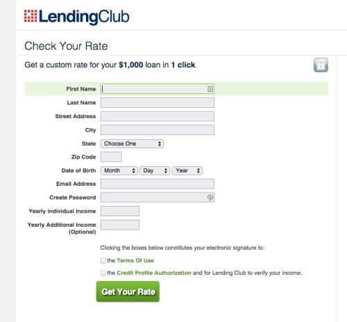 lending club debt consolidation loan application