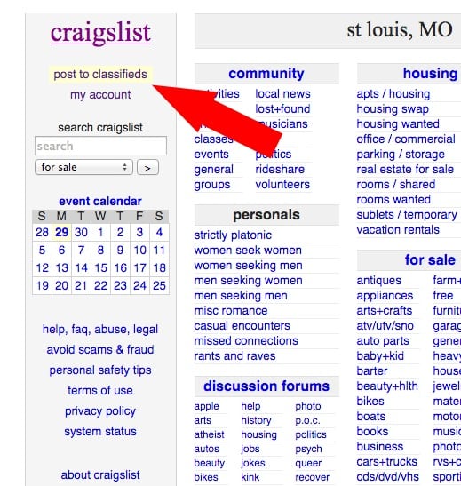 listing on craigslist