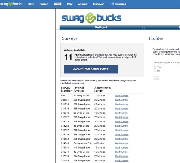 taking swagbucks surveys