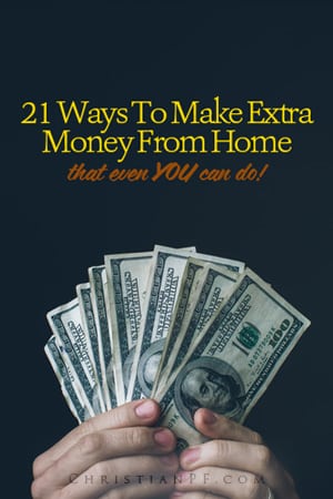 Need to make some extra money, but want to do it from home? Here are 21 ways to make some extra cash that you can do from home! ...Alright, so you're ready to earn some extra money. Perhaps you need to pay off debt or build your emergency fund. But how? No worries, here are 21 ways to earn extra money. Some are easy, some are difficult. Find the jobs that match your lifestyle and go make some extra cash!... 